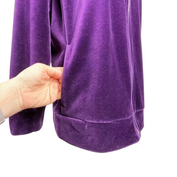 LAUREN RALPH LAUREN LRL Women Tracksuit Jacket Size 1X Velvet Velour Zip Purple - Picture 8 of 16